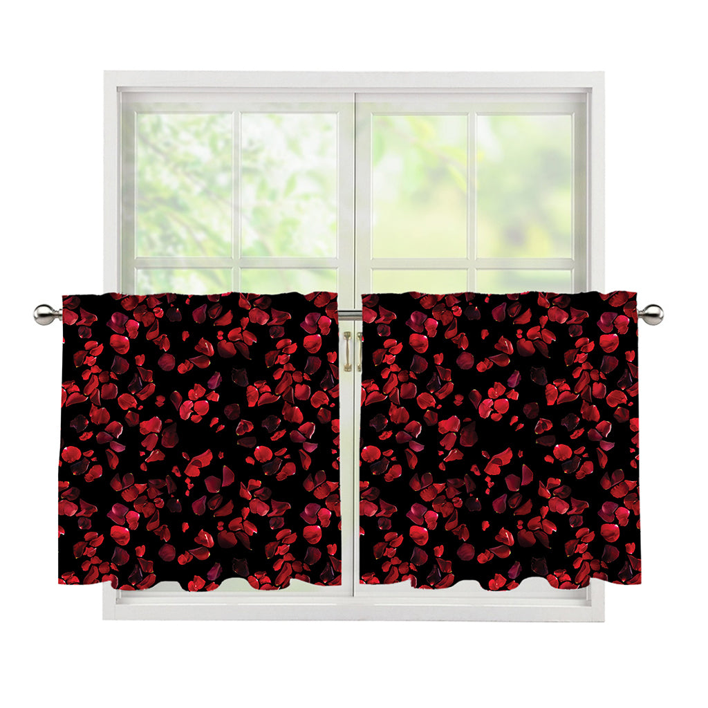 Rose Petals Pattern Print Tier Curtains