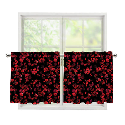Rose Petals Pattern Print Tier Curtains