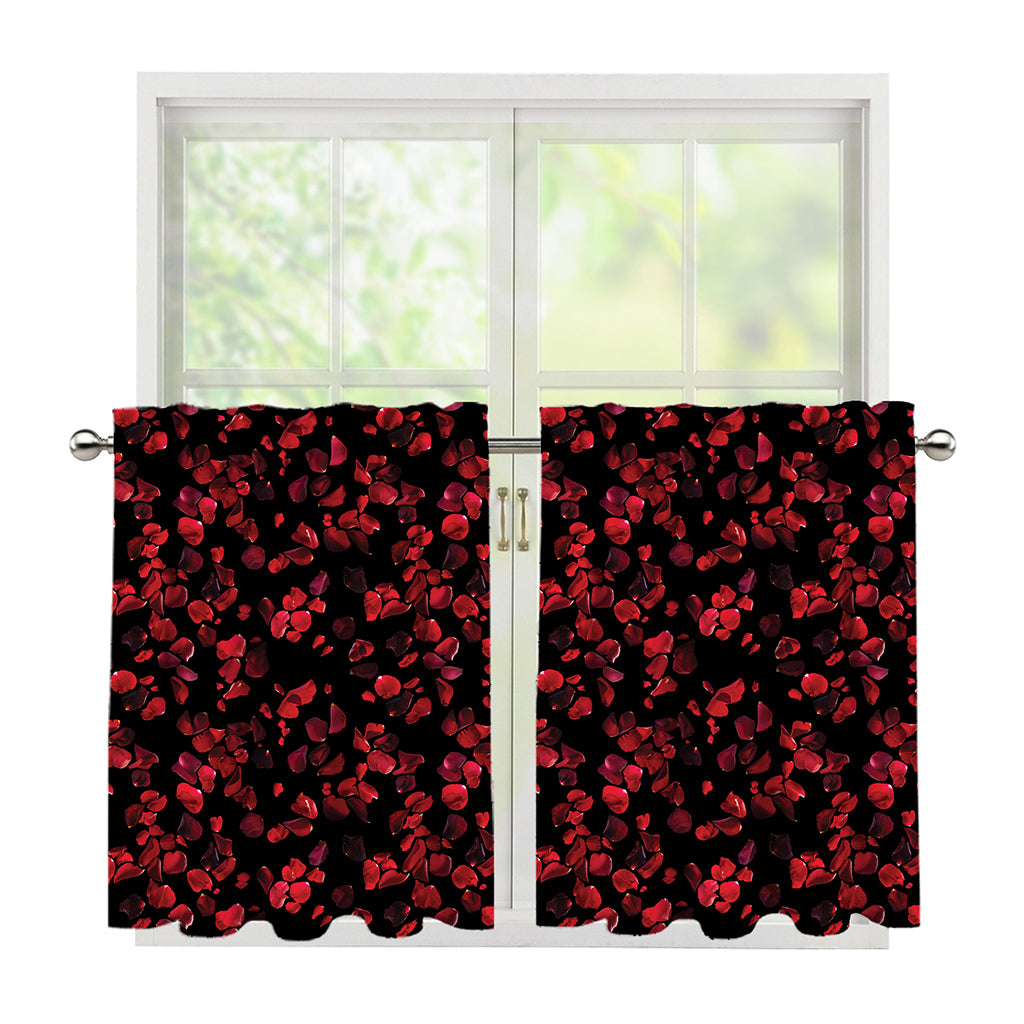 Rose Petals Pattern Print Tier Curtains