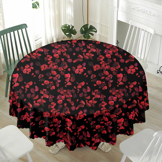 Rose Petals Pattern Print Waterproof Round Tablecloth