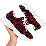 Rose Petals Pattern Print White Chunky Shoes