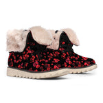 Rose Petals Pattern Print Winter Boots