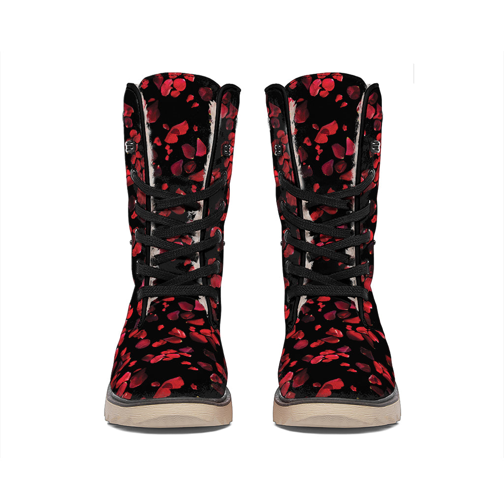 Rose Petals Pattern Print Winter Boots