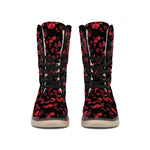 Rose Petals Pattern Print Winter Boots