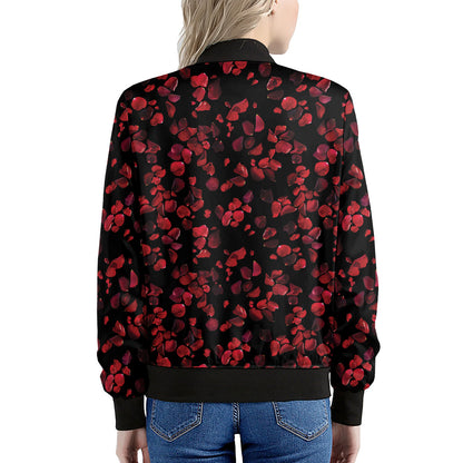 Rose Petals Pattern Print Women's Bomber Jacket