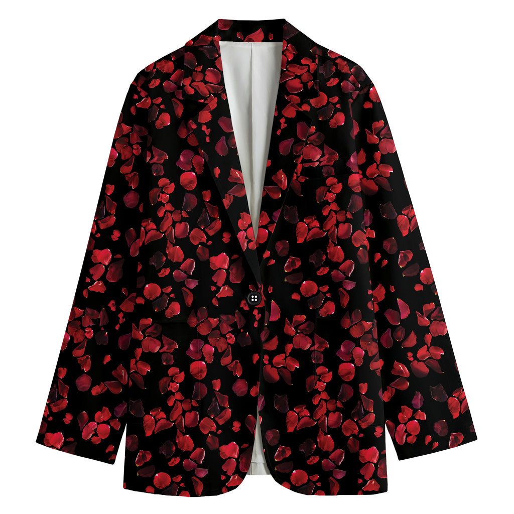 Rose Petals Pattern Print Women's Cotton Blazer