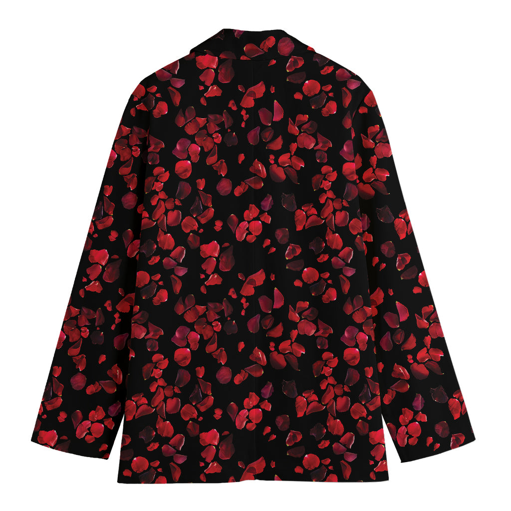 Rose Petals Pattern Print Women's Cotton Blazer