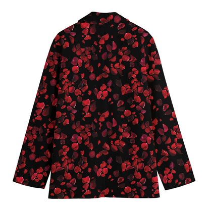 Rose Petals Pattern Print Women's Cotton Blazer