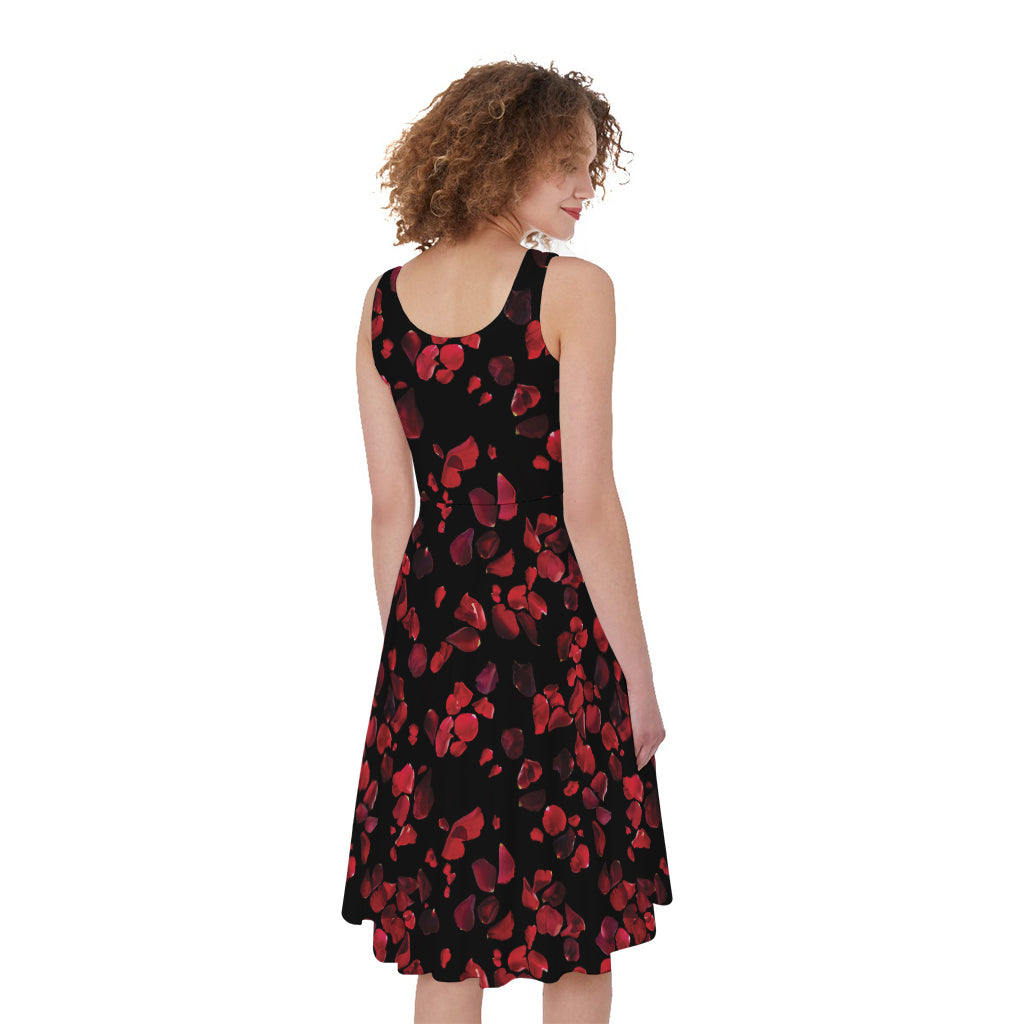 Rose Petals Pattern Print Women's Sleeveless Dress