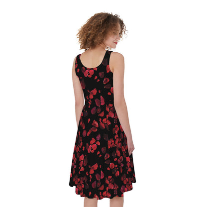Rose Petals Pattern Print Women's Sleeveless Dress
