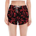 Rose Petals Pattern Print Women's Split Running Shorts