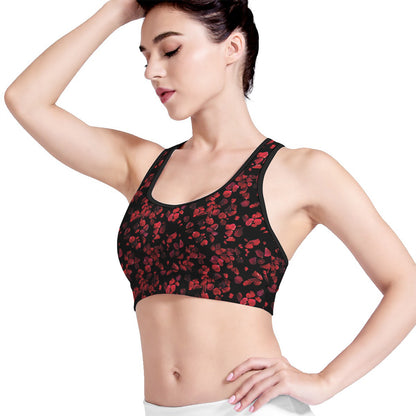 Rose Petals Pattern Print Women's Sports Bra