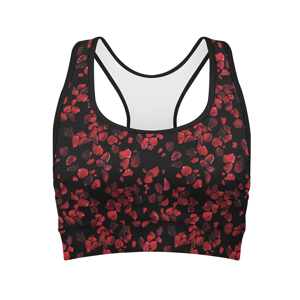 Rose Petals Pattern Print Women's Sports Bra