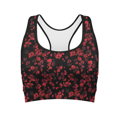 Rose Petals Pattern Print Women's Sports Bra