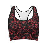 Rose Petals Pattern Print Women's Sports Bra