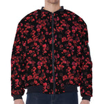 Rose Petals Pattern Print Zip Sleeve Bomber Jacket
