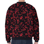 Rose Petals Pattern Print Zip Sleeve Bomber Jacket