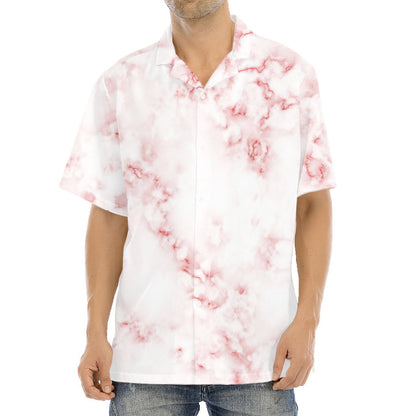 Rose Pink Marble Print Aloha Shirt
