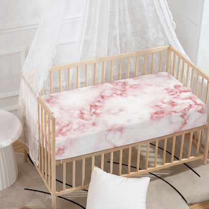 Rose Pink Marble Print Baby Crib Sheet