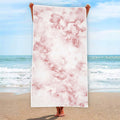 Rose Pink Marble Print Beach Towel