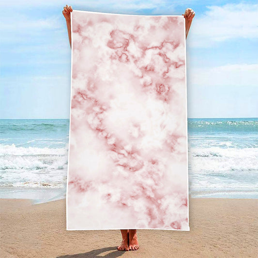 Rose Pink Marble Print Beach Towel