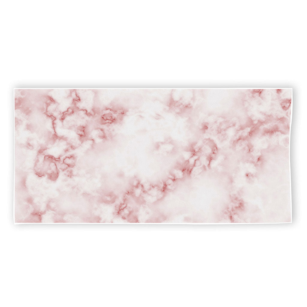 Rose Pink Marble Print Beach Towel