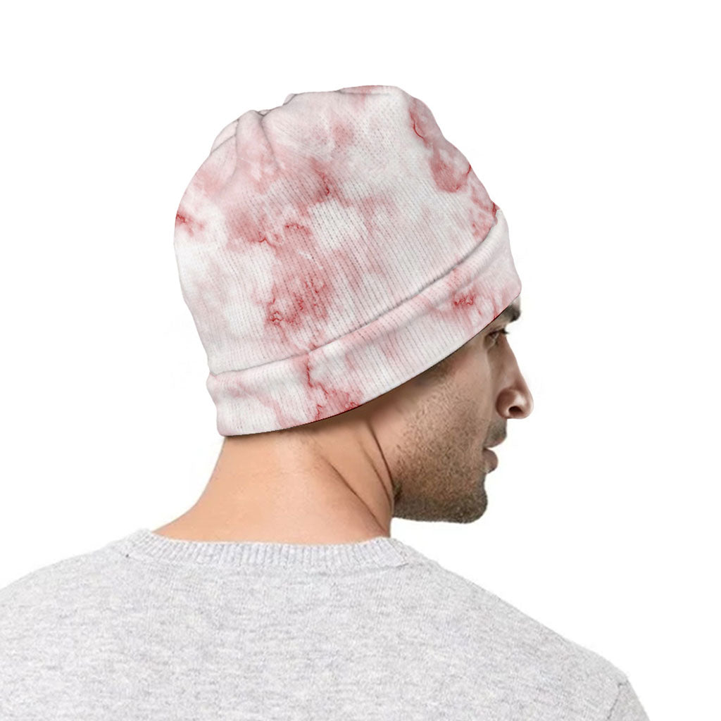 Rose Pink Marble Print Beanie