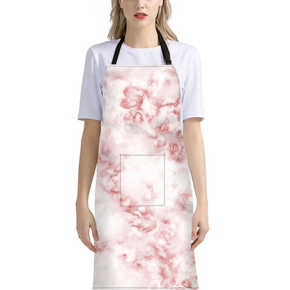 Rose Pink Marble Print Bib Apron With Pocket