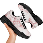 Rose Pink Marble Print Black Chunky Shoes