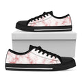 Rose Pink Marble Print Black Low Top Sneakers