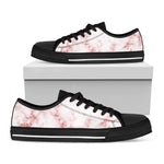 Rose Pink Marble Print Black Low Top Sneakers