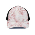 Rose Pink Marble Print Black Mesh Trucker Hat