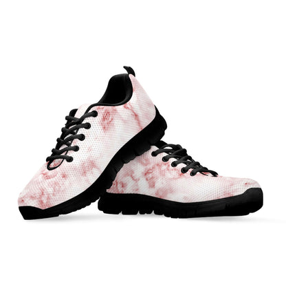Rose Pink Marble Print Black Running Shoes