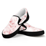 Rose Pink Marble Print Black Slip On Sneakers