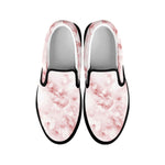 Rose Pink Marble Print Black Slip On Sneakers