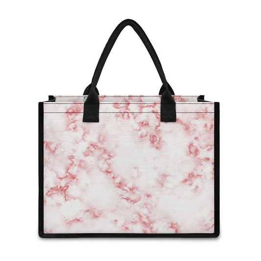 Rose Pink Marble Print Canvas Tote Bag