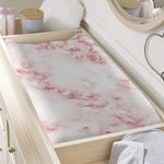 Rose Pink Marble Print Changing Pad Cover