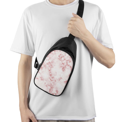 Rose Pink Marble Print Chest Bag
