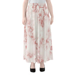 Rose Pink Marble Print Chiffon Maxi Skirt