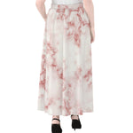 Rose Pink Marble Print Chiffon Maxi Skirt