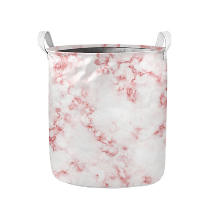 Rose Pink Marble Print Collapsible Laundry Basket