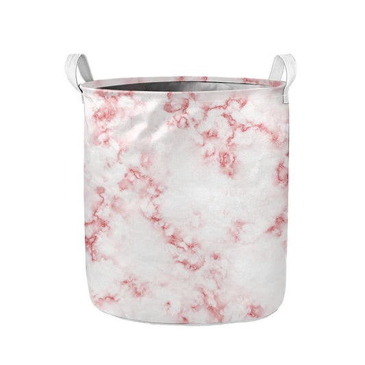 Rose Pink Marble Print Collapsible Laundry Basket