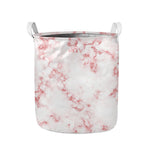 Rose Pink Marble Print Collapsible Laundry Basket