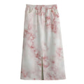 Rose Pink Marble Print Cotton Front Slit Maxi Skirt