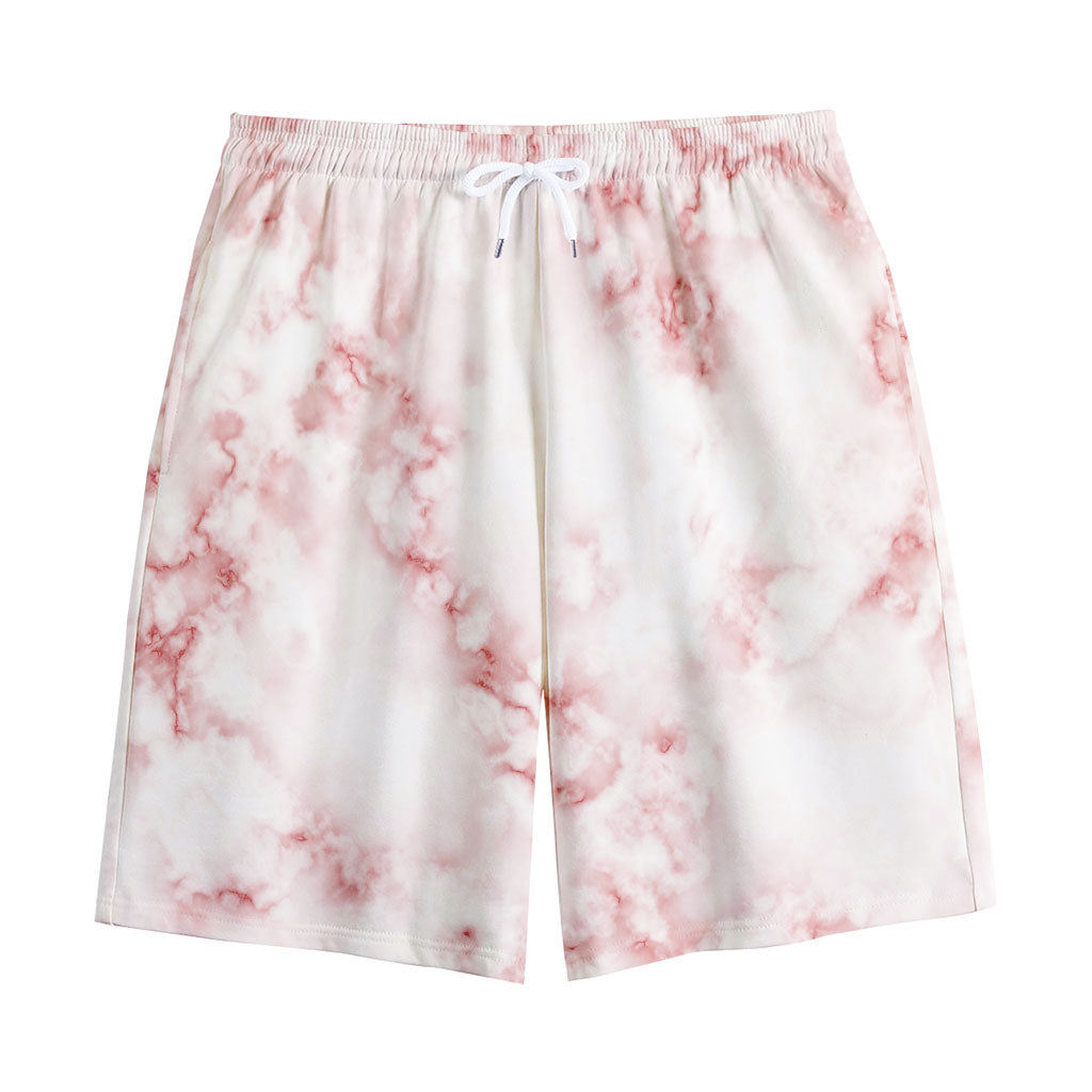 Rose Pink Marble Print Cotton Shorts