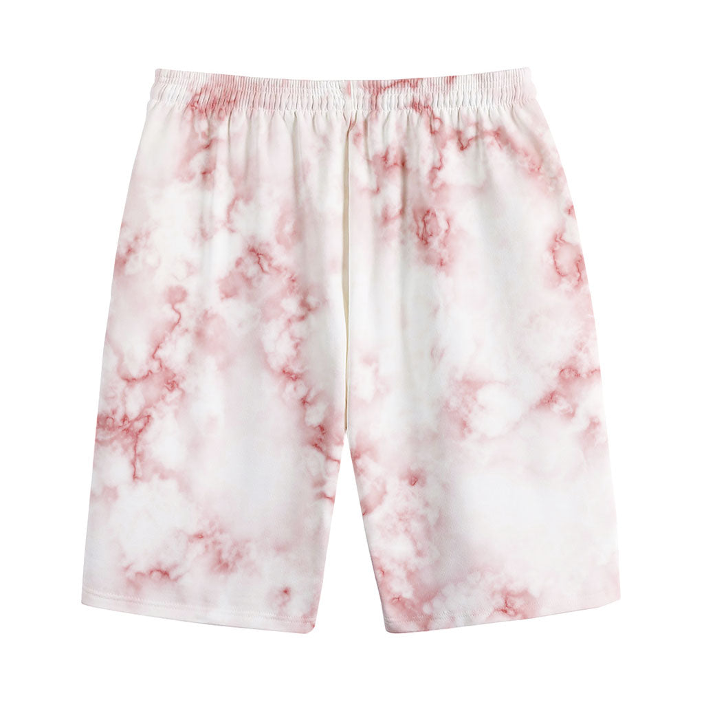 Rose Pink Marble Print Cotton Shorts