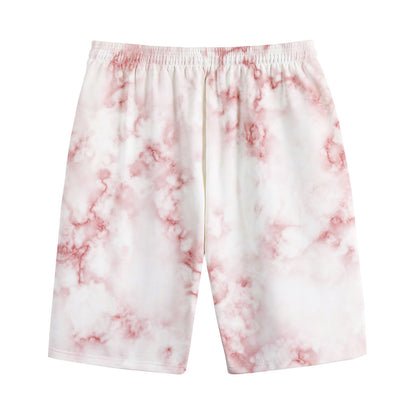 Rose Pink Marble Print Cotton Shorts