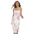Rose Pink Marble Print Cross Back Cami Dress