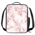 Rose Pink Marble Print Crossbody Lunch Bag