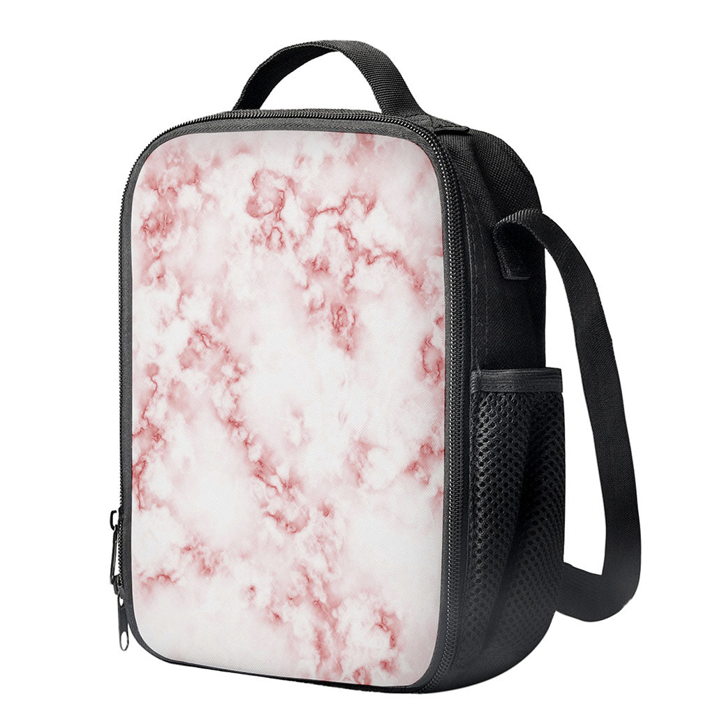 Rose Pink Marble Print Crossbody Lunch Bag